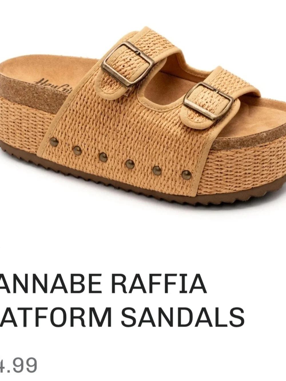 Hey Girl Beige Woven Double-Buckle Slide Sandals - Picture 4 of 4